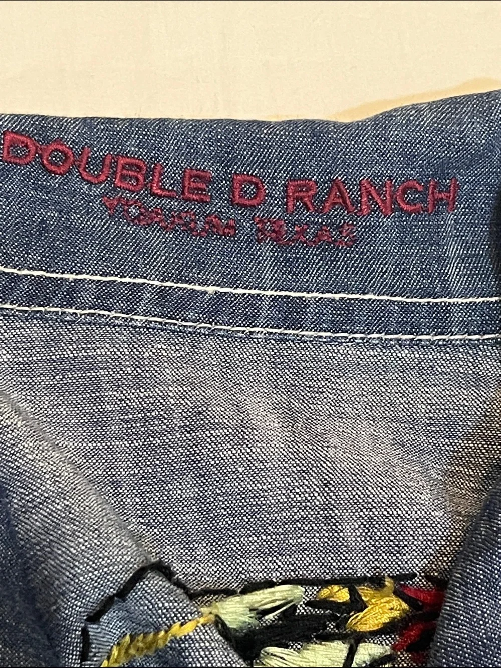Double D Ranch Embroidered Denim Jacket - Blue Size Medium. - Picture 10 of 12